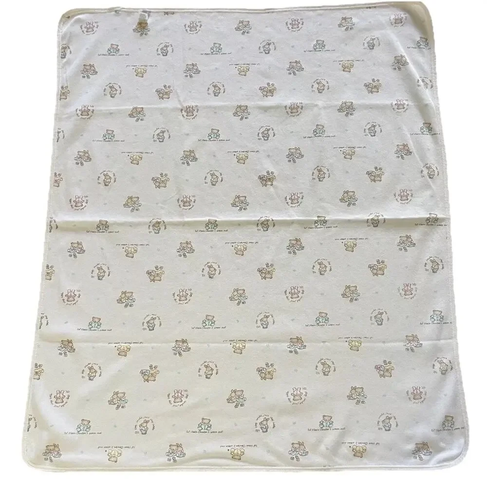 Vintage Carters Classics If They Could Stay Little Baby Blanket White Bear Bunny